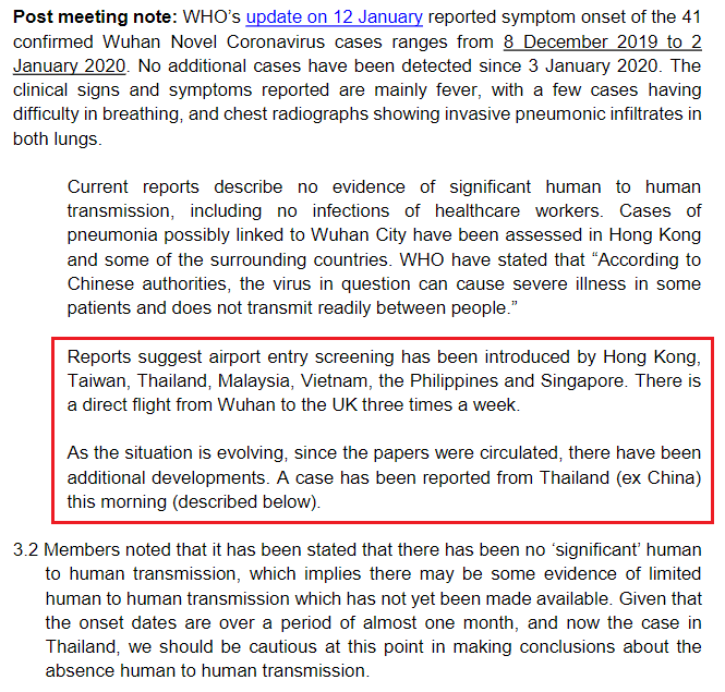 Compare and contrast: NERVTAG"Reports suggest airport entry screening has been introduced by Hong Kong, Taiwan, Thailand, Malaysia, Vietnam, the Philippines and Singapore. THERE IS A DIRECT FLIGHT FROM WUHAN TO THE UK THREE TIMES A WEEK."Does Caps Lock help?!