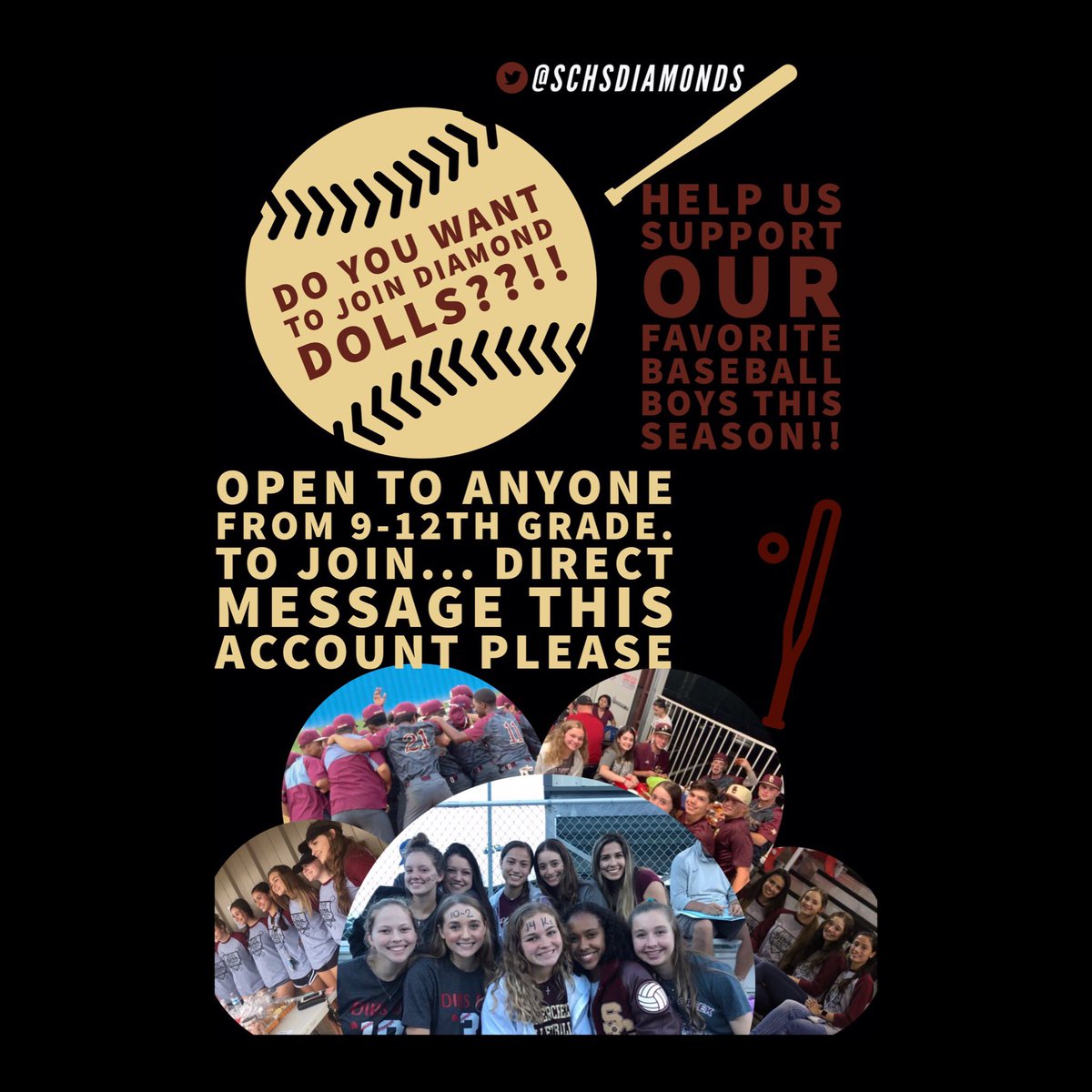 🚨🚨Diamond Dolls🚨🚨
The diamond dolls want to welcome anyone at Summer Creek High School to join. If interested, direct message this account for more details please.
❤️⚾️❤️⚾️❤️⚾️❤️
<a href="/SCHS_Baseball1/">Summer Creek Baseball</a> <a href="/HumbleISD_SCHS/">Summer Creek High</a>