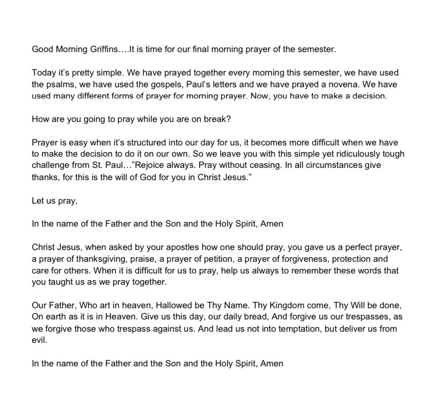 St. Paul gives the final #Advent challenge to our students before they head off on Christmas Break

“Rejoice always. Pray without ceasing. In all circumstances give thanks, for this is the will of God for you in Christ Jesus”