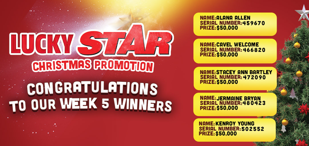 jamaicastar's tweet photo. Congratulations to this week's winners and all the winners over the last 5 weeks. Thanks for participating and be sure to look out for more upcoming promotions in 2021. #LuckyChristmas #ThePeoplePaper https://t.co/iYsfZsJdr2