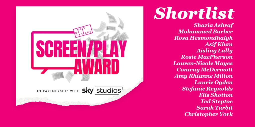 bottc's tweet photo. π£ NEWS: Following last week's Longlist announcement, we're delighted to unveil the Shortlist of 15 writers for our inaugural #ScreenPlayAward with @SkyStudios...
341 Submissions β‘ Longlist of 64 β‘ Shortlist of 15
Meet the Shortlist >>> https://t.co/GBc5n66MHd https://t.co/aPpfMJCmSS