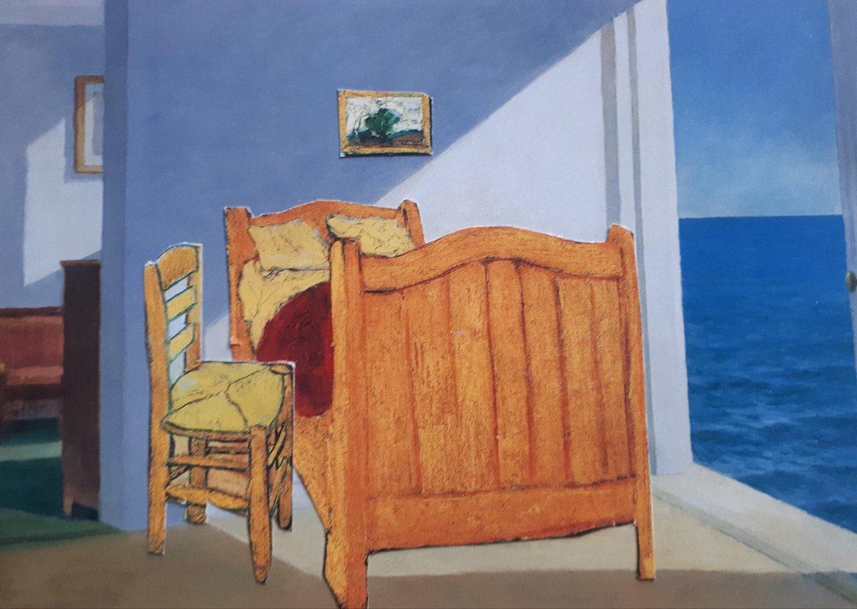 alessandrabava's tweet photo. Van Gogh's Summer Retreat (collage ✂️ from works by Hopper & Van Gogh)
#collage #collageart #collagetherapy #handmadecollage #analogcollage #collageoftheday #Hopper #VanGogh #summer #retreat https://t.co/YCrAIqd6ce