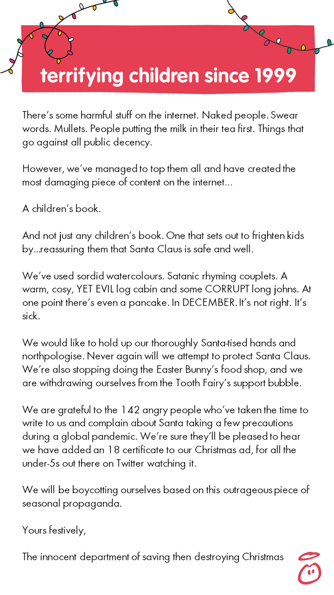 ATTENTION EVERYONEHere is our official public statement, in regards to some furious and festive backlash our outrageous Christmas ad has received.