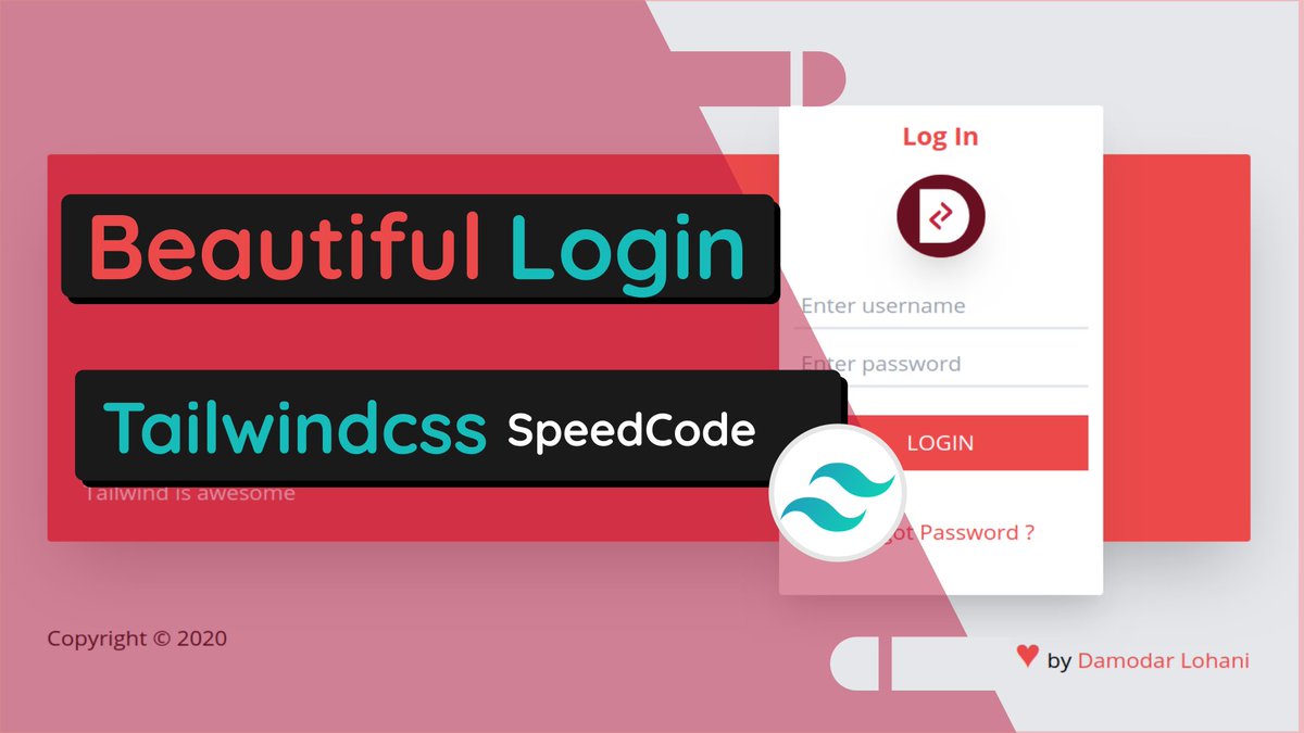 LohaniDamodar's tweet image. A login screen design with @tailwindcss #speedCode
#tailwindcss #html #css #Website youtu.be/JMZPjKOk2Lc