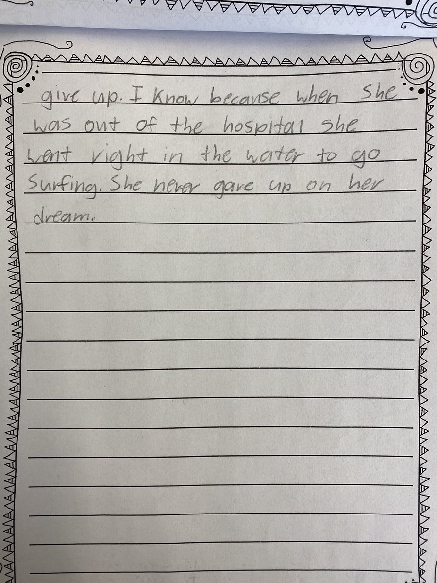 MrsMadden34's tweet photo. Anna was inspired by the challenges that @bethanyhamilton overcame! We can learn to never give up on our dreams! https://t.co/PnGcTwiVBU