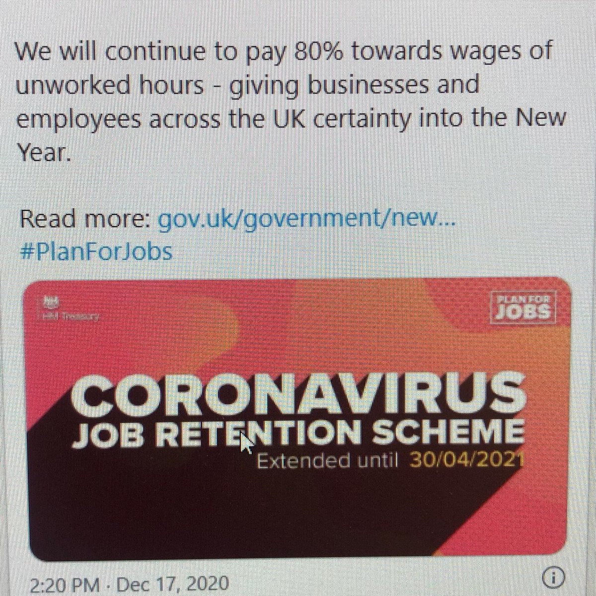 Furlough has been extended to 30th April 2021. 
#furlough #covid19 #coronavirus #accountants #businesssupport