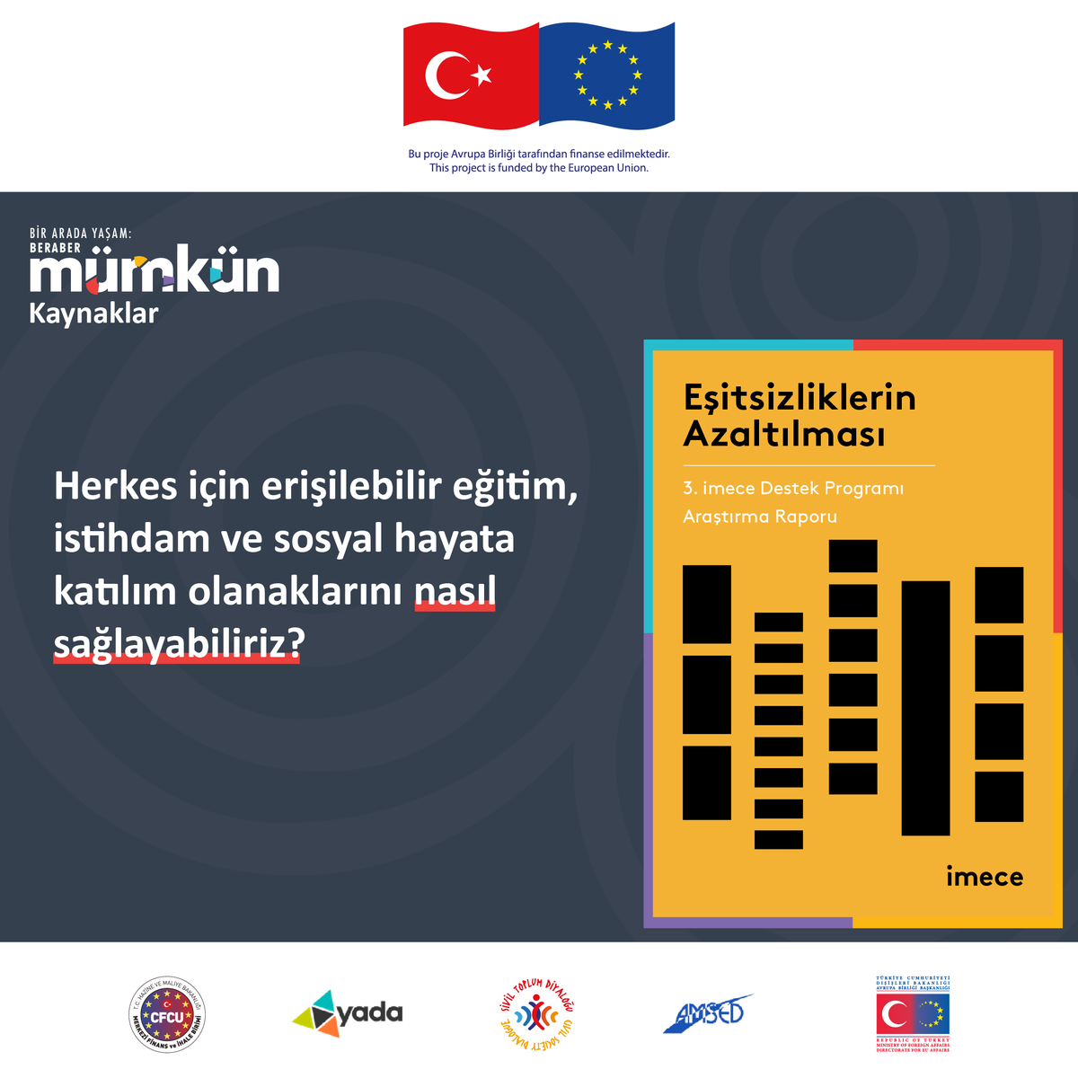 "Herkes için erişilebilir eğitim, istihdam ve sosyal hayata katılım olanaklarını nasıl sağlayabiliriz?" sorusuna yanıt arayan 3. İmece Destek Programı Araştırma Raporu'na ulaşmak için: imece.com/wp-content/upl…