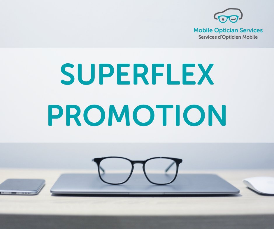 💥 Enjoy up to 33% off until December 31st 2020!!! 💥
Get your Superflex frames with Mobile Optician Services and they will be adapted to your environment at home 🛋 or at the office. 🖥➡️ Click this link to book an appointment: bit.ly/3m56yvj #Ottawa #EyeCare  #Orleans