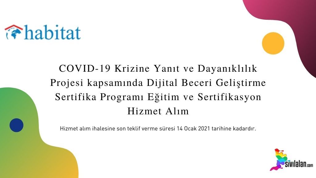 YourThingsAre's tweet photo. COVID-19 Krizine Yanıt ve Dayanıklılık Projesi kapsamında Dijital Beceri Geliştirme Sertifika Programı Eğitim ve Sertifikasyon Hizmet Alım 
@habitatdernegi 
https://t.co/93jDmZTEJf https://t.co/vstsVu2QLW