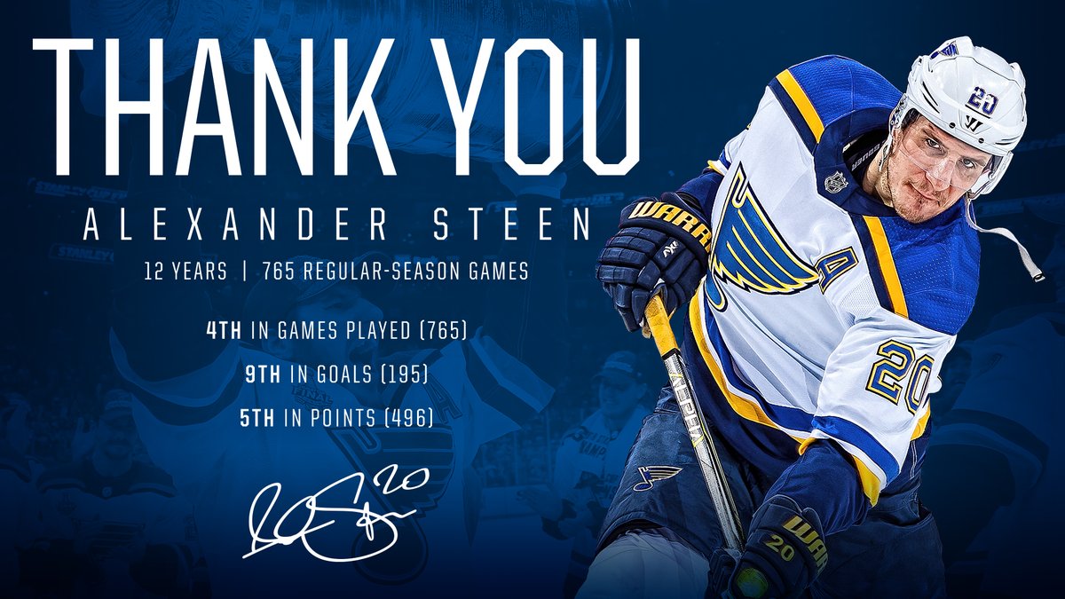Alexander Steen has announced his retirement from hockey due to a back injury. Steen's NHL career spanned 15 seasons, more than 1,000 NHL games, 454 points and a Stanley Cup in 2019. #stlblues 

MORE DETAILS: bit.ly/37tBMrX