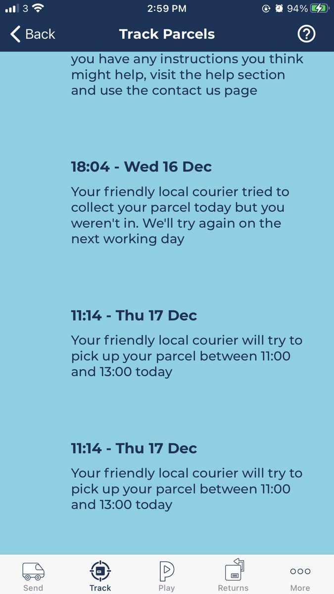 ⁦@Hermesparcels⁩ please help? This has been goin on since Monday and none of drivers seem to have an answer