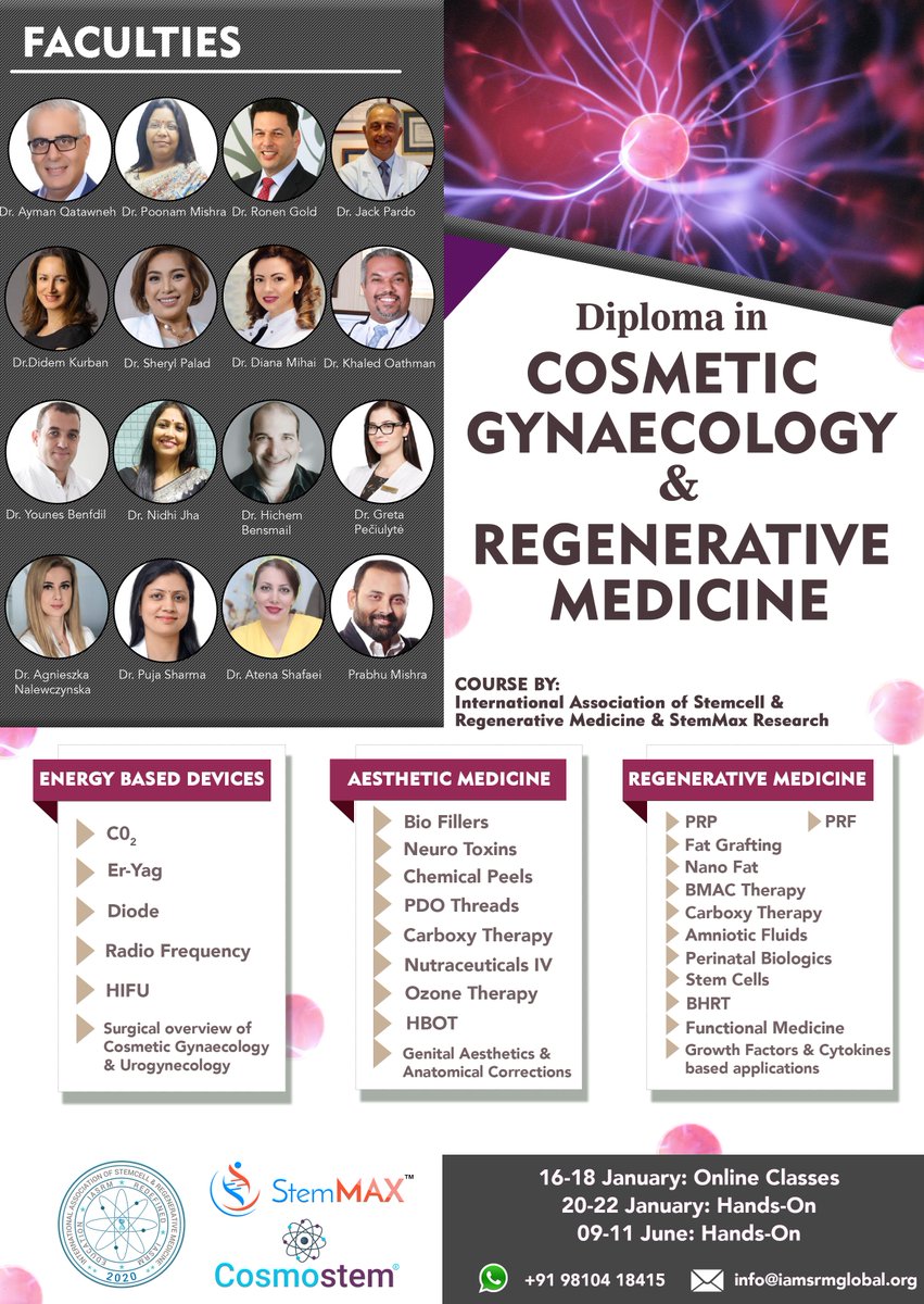 IASRM1's tweet photo. Learn from the leaders in the field of Cosmetic Gynaecology and Regenerative Medicine with our most prestigious Diploma Program.
Learn and grow your career in the right direction.
#cosmeticgynaecology #gynaecology #aestheticgynaecology #iasrm https://t.co/U9XFZqshNj