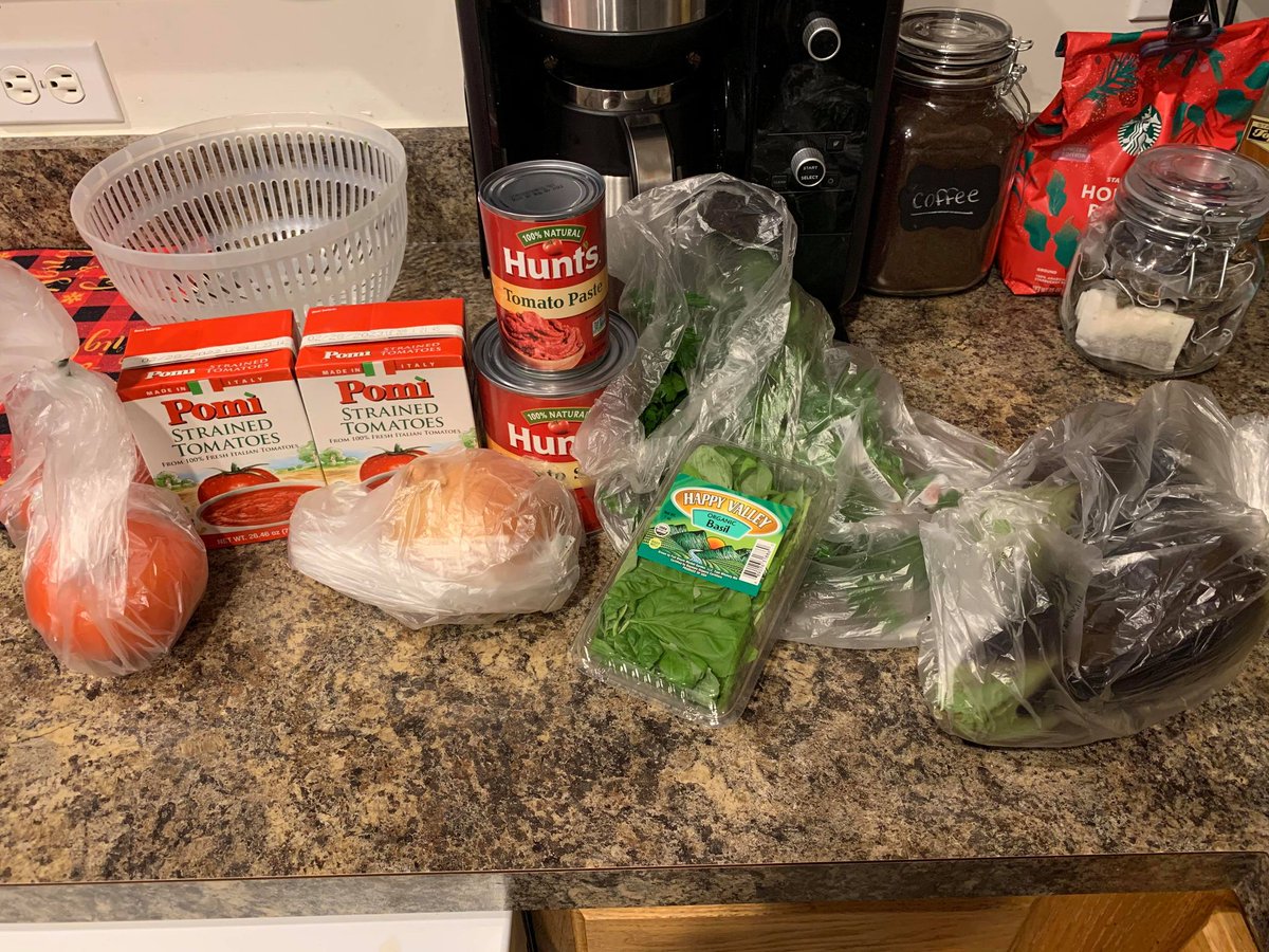 Here is what I ended up buying for me.This is ingredients for- Homemade sauce- Eggplant PizzaTrust me. This shit is bomb.