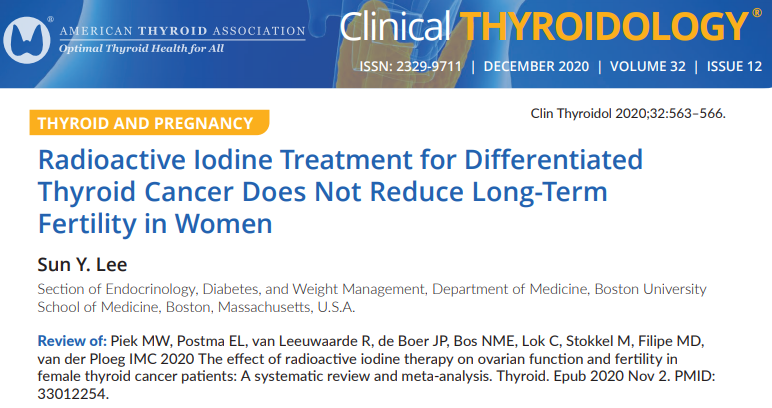 clinicalthyroid's tweet photo. For women of childbearing age considering #RAI treatment, what are the implications? @ReprodMed @acog @TheAACE
https://t.co/xU1wLY3v30
#AmericanThyroidAssociation #ClinicalThyroidology #ATAThyroid2020 #endotwitter #medtwitter https://t.co/32vhK2ya9Z