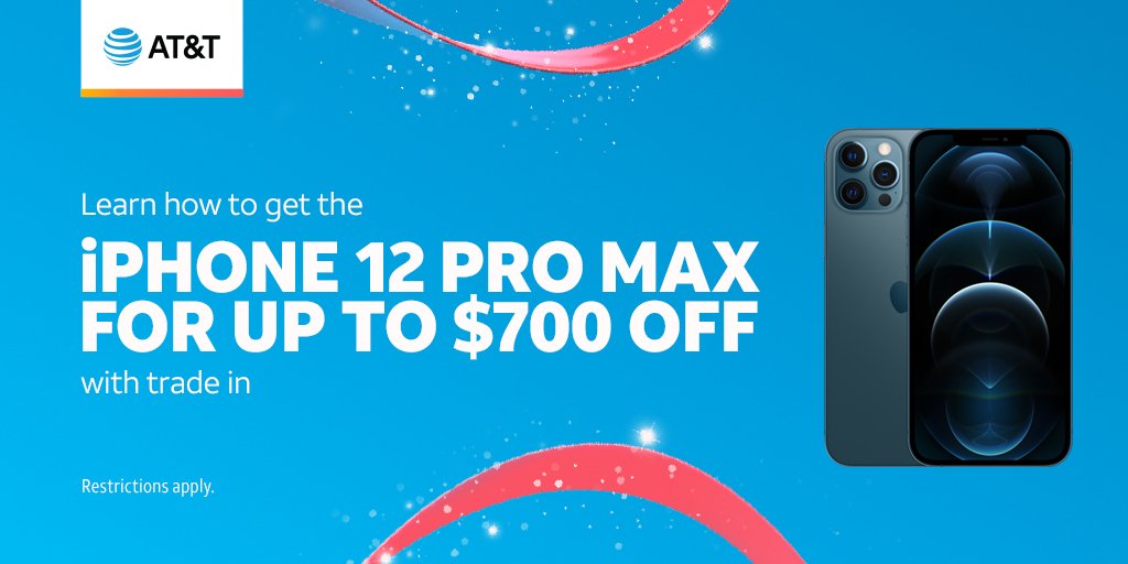 ATTSBattlefield's tweet image. Both new &amp;amp; existing customers can save up to $700 off the iPhone 12 Pro Max when you trade in your phone. Visit our AT&amp;amp;T Store 729 S Battlefield Blvd to purchase, or schedule a one-on-one appointment with us at bit.ly/ATTVIP! #ATTVIP #ATT #Apple #iPhone12ProMax #iPhone