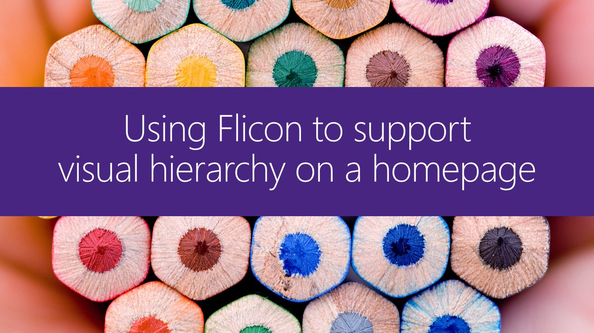 EEMancini's tweet photo. The first in a new series of #EmilysCliffNotes📽️Using #Flicon (by @theChrisKent) to support visual hierarchy on a #SharePoint homepage📽️#PnPWeekly https://t.co/4VNkPmFGN1 https://t.co/mowQtIabH8