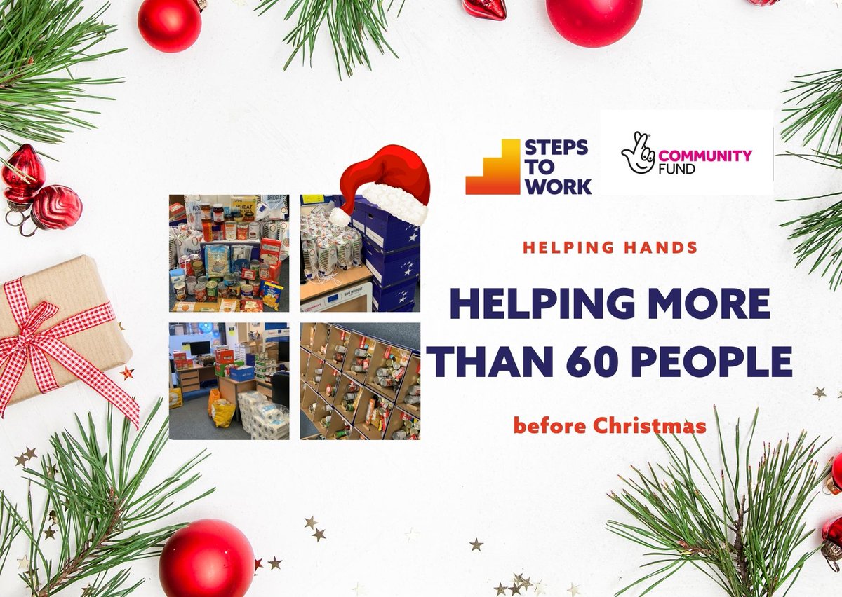 StepsToWork's tweet photo. Thanks to the dedication of everyone at Steps To Work and our partners - including funder @TNLComFund - our Helping Hands initiative will be making £1,500 worth of food hampers to help 60 households in need ahead of Christmas!

#STW2020 #12daysOfCelebrations #NationalLottery https://t.co/HRgbkcc9Am