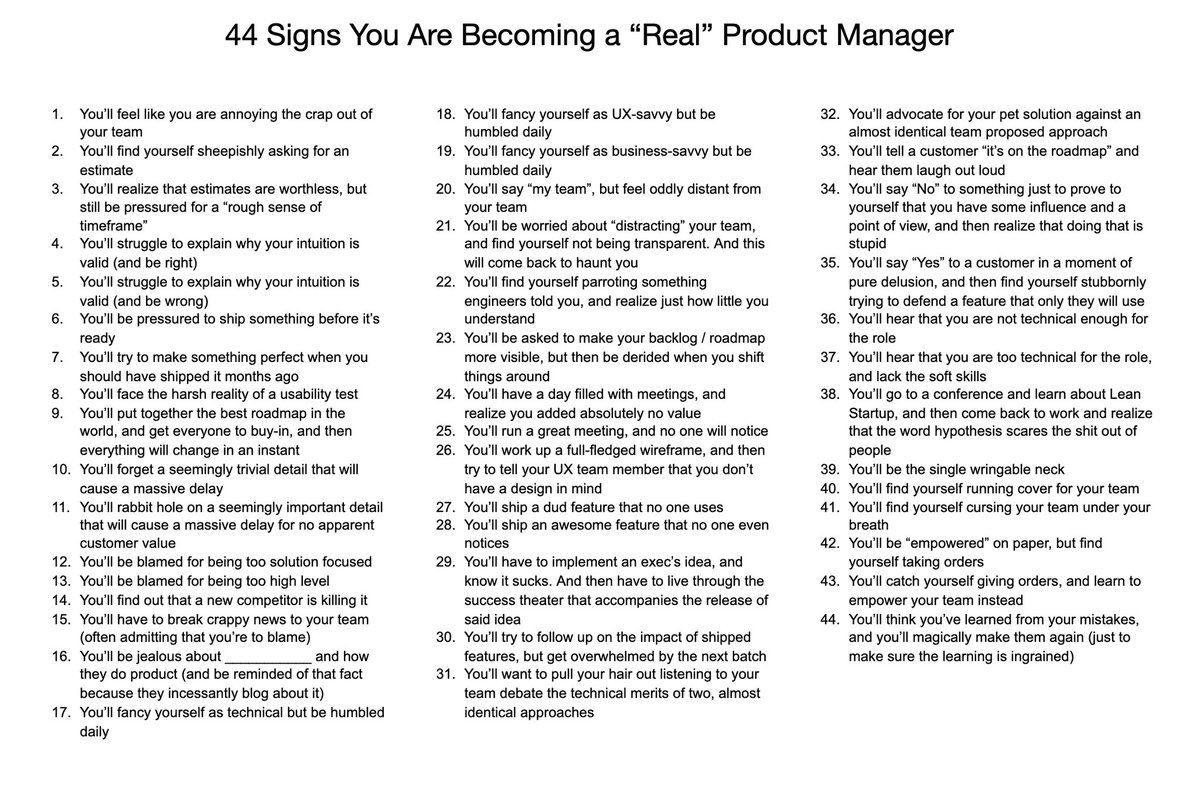 kingchiru15's tweet photo. Quite a funny article. Best signs to indicate that you have become a #ProductManager.👌🏻 

#ProductManagement https://t.co/k4qd5mYAem
