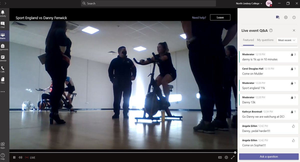 NorthLindsey's tweet image. Danny Vs our Sports England team! Today we have Assistant Principal Danny Fenwick cycling for one hour straight against our Sports England team who are doing 15 minute sprints each to raise money for our Student Fund for those in need.

Who's going to win?!