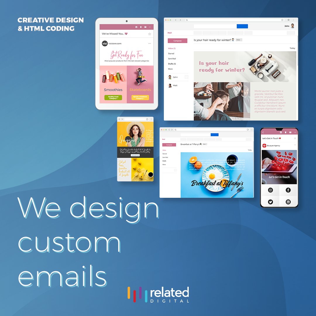 RelatedDigital's tweet photo. Our creative team can deliver a stunning 🪄📧email design customized to your brand’s needs. For more information: https://t.co/FzmI8s4BGE
#relateddigital #emailmarketing #creativedesign https://t.co/YZaWlyS6qM