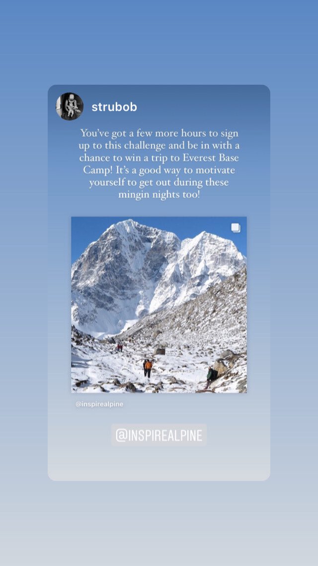 InspireAlpine's tweet photo. An amazing start to our virtual Everest Base Camp Christmas Challenge! 82 people joined the event (pledging £2,750) &amp; so far 41 people have joined @ChallengeHound to track activities. We track them on an interactive map. Still ⏰ to join! https://t.co/mBFM0wAXp2 https://t.co/oqIB66yMvD