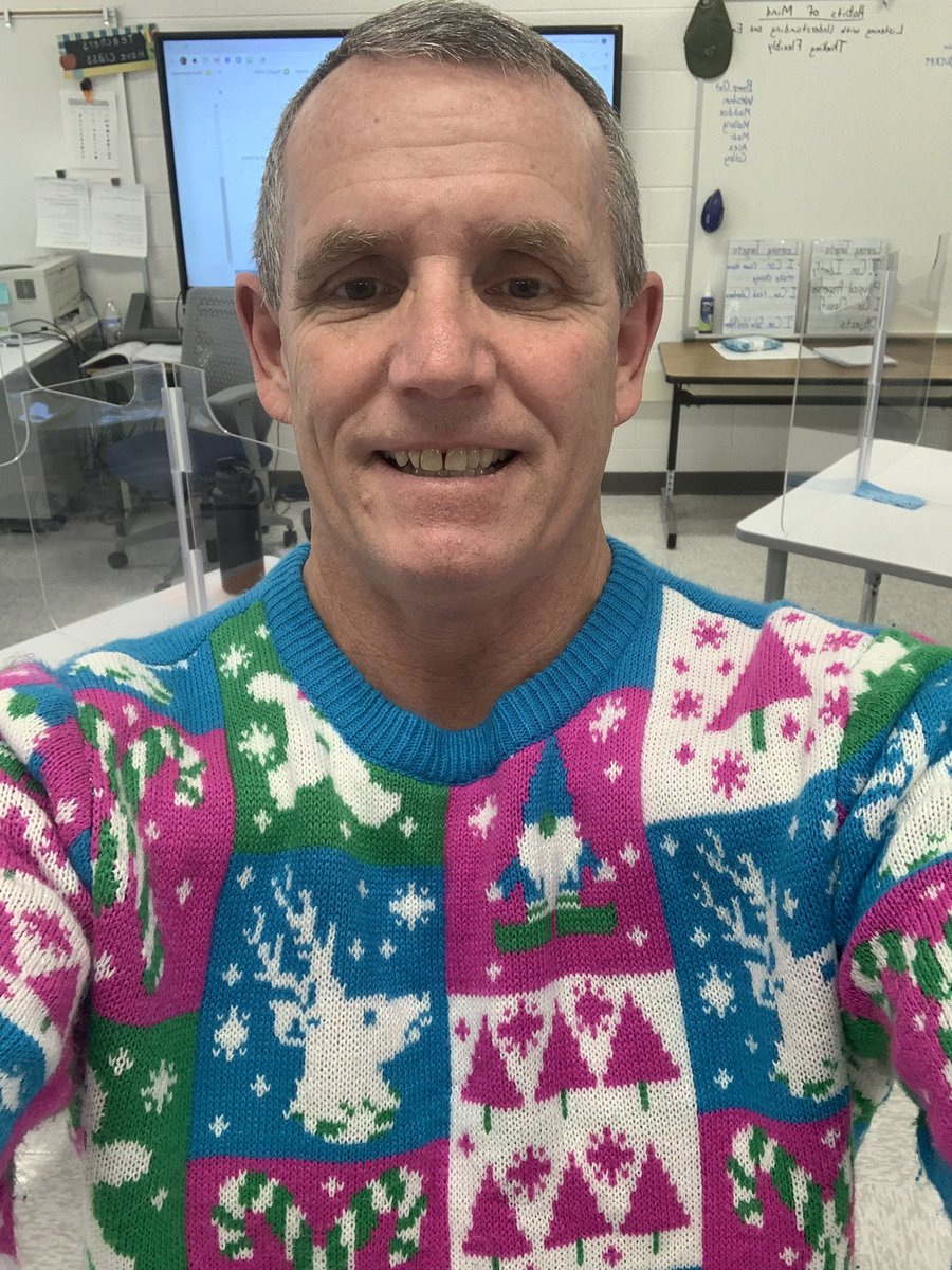mcardlejbd's tweet photo. So today is Ugly Sweater Day (Virtually) @JbdElem @BethBianchi @vbschools I think I nailed it! https://t.co/YFYsjAkuso