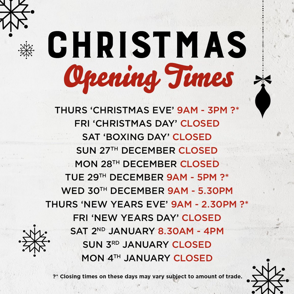 CollusionBarber's tweet image. Our Christmas opening times ✂️🎄