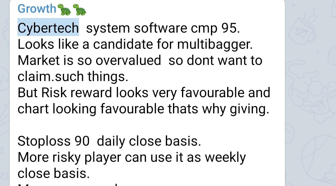 Debabrata_222's tweet image. #CybertechSystems
From 108 to 166 high🔥🎉🚀
Aprox 50% return in 3 days.🎉🤸🏼💯