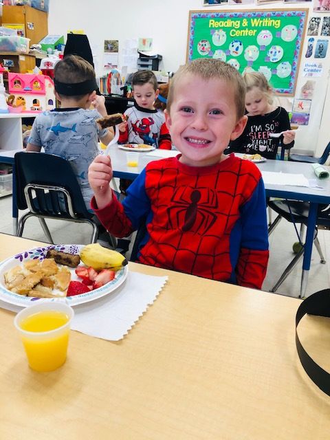 CoventryChrist's tweet photo. Pancakes &amp; Pajamas for the letter P in Pre-K!! https://t.co/iJoWt7wUJm