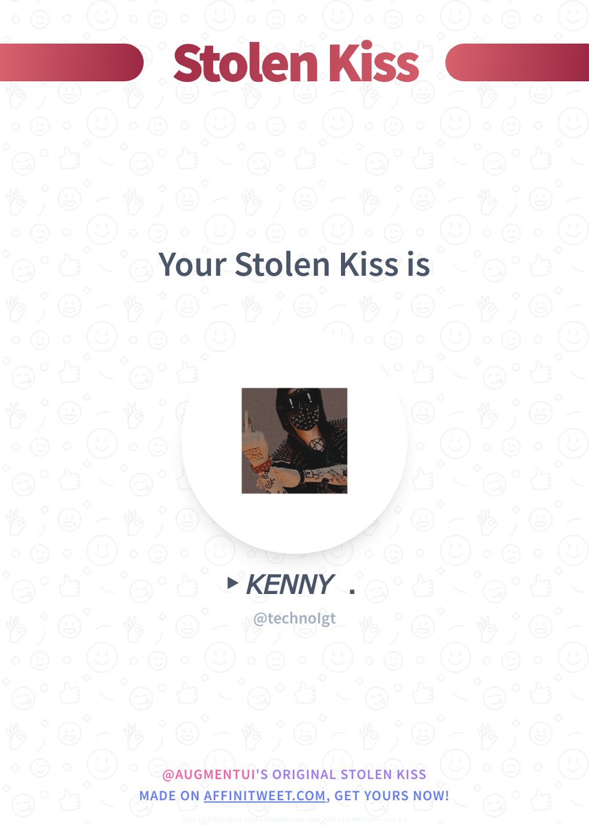 ✨ Stolen Kiss

technoIgt would kiss you around the corner... 😏
And you, who would do it?

➡️ affinitweet.com/stolen-kiss