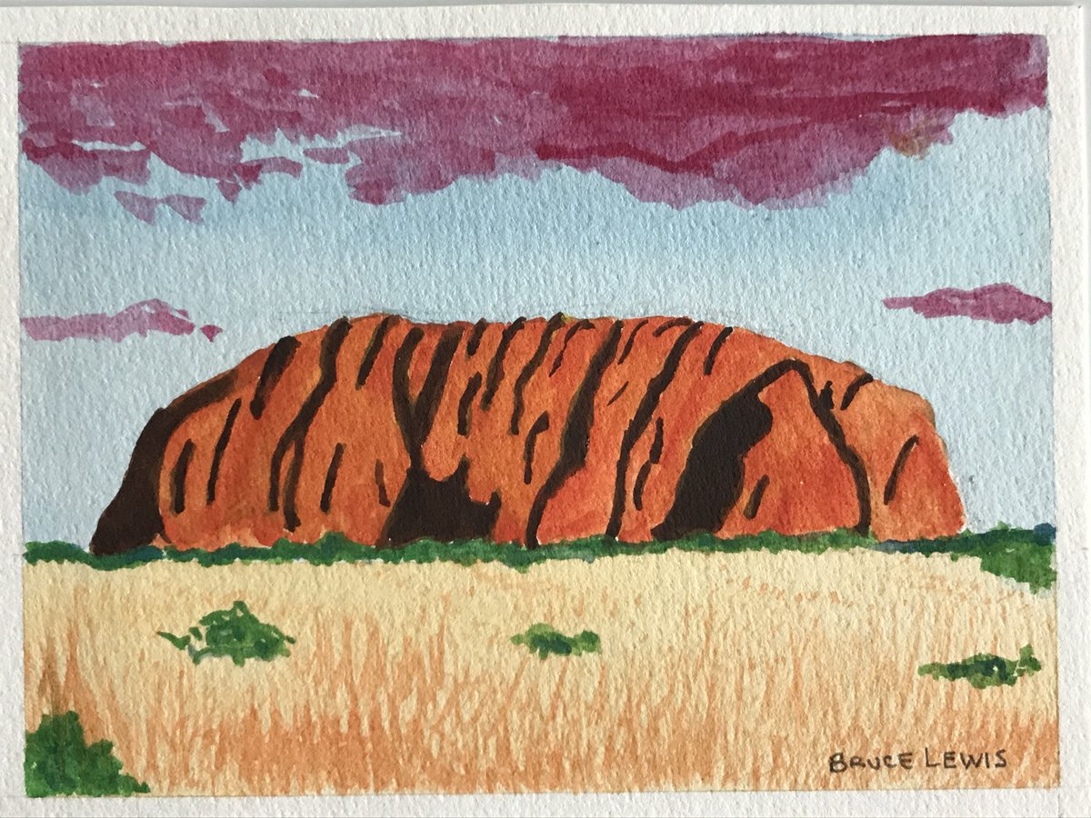 Gingerbeer0's tweet photo. Uluru, Central Australia, the card has been posted from Australia @twitrartexhibit #TAE21 https://t.co/497OHfDABq
