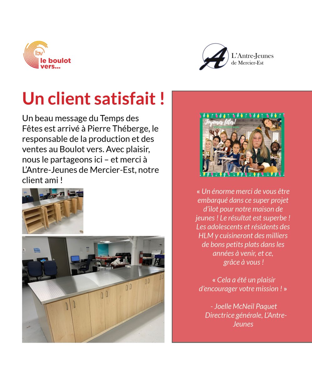 boulotvers's tweet photo. Voici un îlot de cuisine construit pour L'Antre-Jeunes de Mercier Est, avec un témoignage de leur satisfaction. Nous sommes toujours heureux de contribuer au bien-être de nos organismes locaux ! https://t.co/8iJAehFfxy