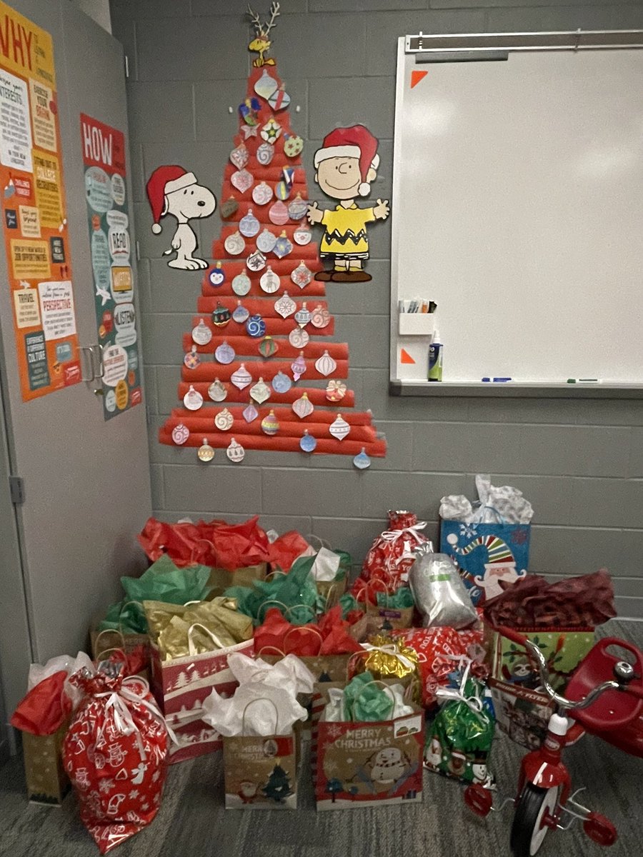 fraugnagy's tweet photo. German 4/5 students help prepare gifts for a local family.  Huge thanks to all the German students and their families for your amazing generosity.  I am lucky to be part of your community! @center_grove @CenterGroveHS https://t.co/iDVNllsnba