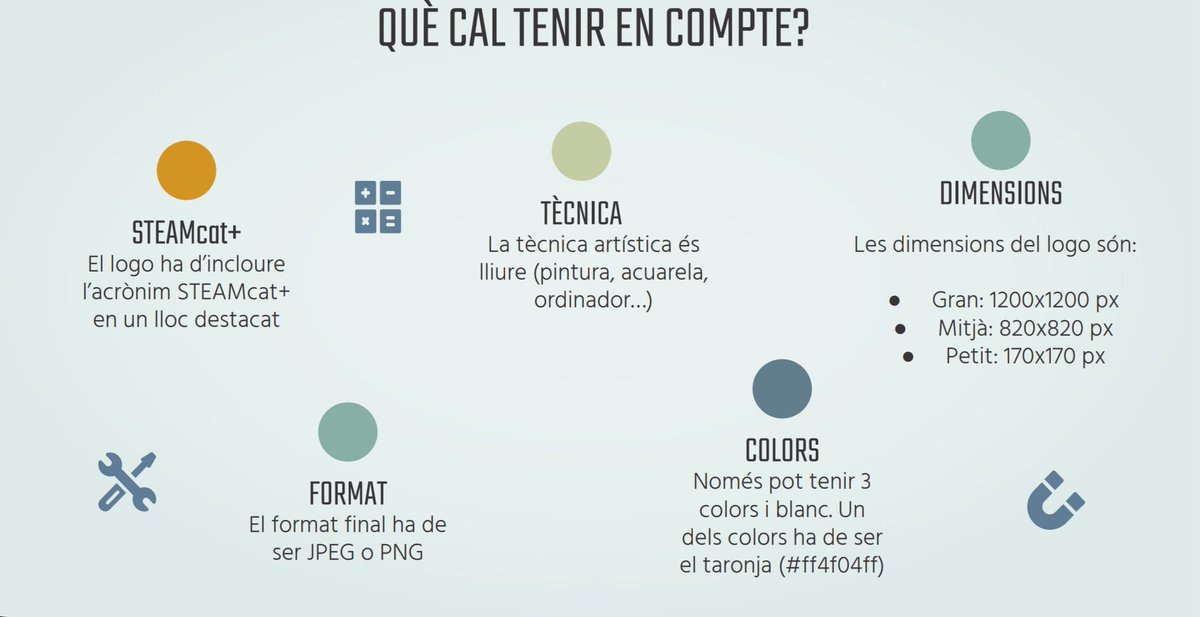 paufolchsax's tweet photo. Ja tenim en marxa el Concurs per triar el logotip que millor representi el Programa #STEAMcatPlus, en el qual participa el nostre institut i 7 centres #STEAMcat de Catalunya! Alumnes de l'@INS_Pla_Marcell animeu-vos a crear els vostres dissenys, hi ha premis molt interessants!😉 https://t.co/2g9bP1fGfH