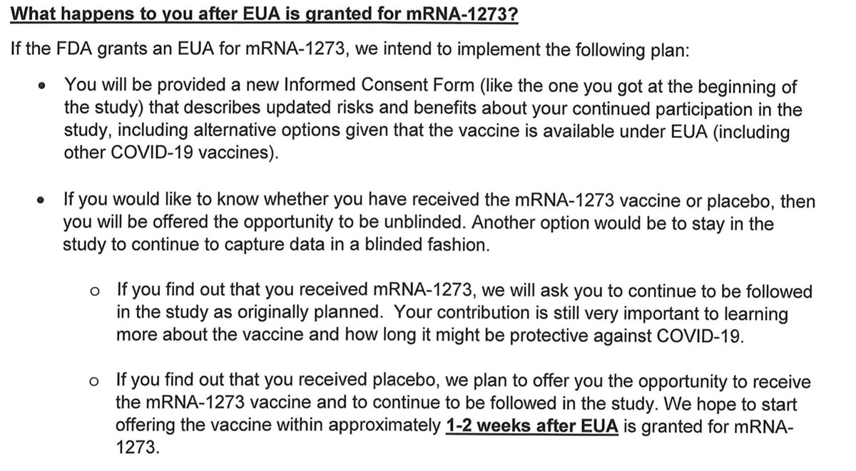  @moderna_tx sent out these letters to trial participants. If the vaccine is authorized, they're offering those on placebo a chance to take vaccine. But that could mean not being able to track long term effects. It’s a point of concern being discussed by the  @FDA committee.