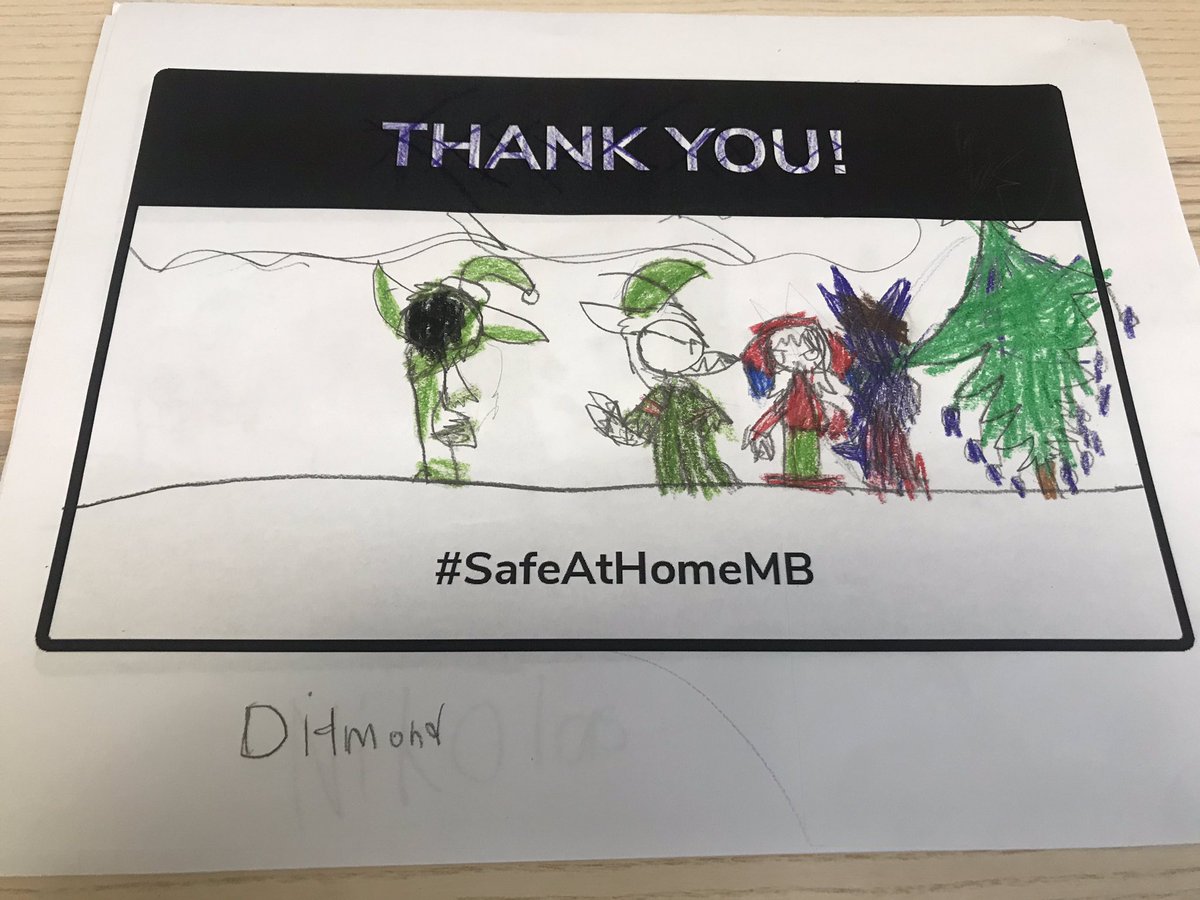 VictorySchoolMb's tweet photo. Room 7 drew holiday scenes for the workers in hospitals, personal care homes, labs and other health care settings across the province to say thank you! #StaySafeAtHomeMB https://t.co/AAeXM6ilr4