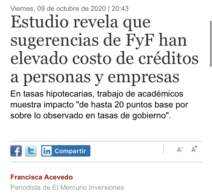 Chile_Research's tweet photo. 18. Olvidé algo no menor, otra externalidad negativa de FyF: elevación del costo de créditos a personas y empresas. https://t.co/zDF0UIAmsY