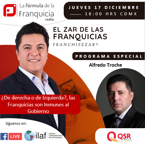 franquiciando's tweet photo. Programa Especial con Alfredo Troche, Especialista en Estrategia, Administración y Dirección de Empresas e Instituciones y miembro de la Cámara Boliviana de Franquicias (CAFRAN): ¿De derecha o de Izquierda?, las Franquicias son Inmunes al Gobierno
#soyilaf #pregúntalealzar https://t.co/qSW11ATWUj