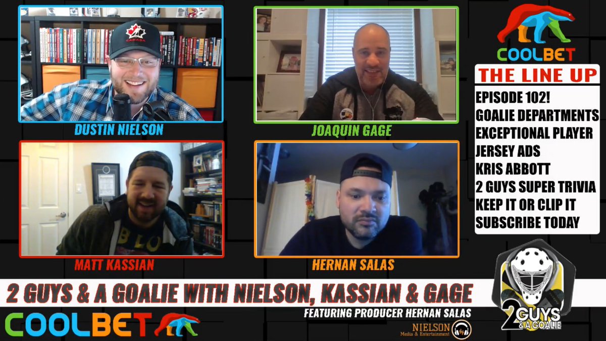2guysandagoalie's tweet photo. EPISODE 102: TERNAMENT NOW UP!
Presented by @CoolbetCanada
Goalie departments, Jersey Ads, Exceptional players, #SuperTrivia #KeepItorClipIt FEAT. @CoolbetKris
🎧https://t.co/7HvrNyIUBR https://t.co/PwU0MtX6lt