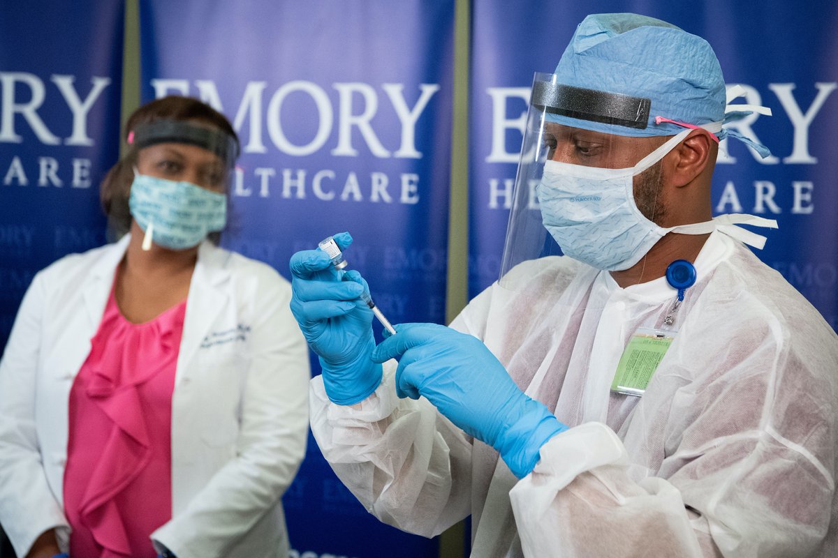 The first #COVID19 vaccine was administered at @emoryhealthcare today - Thanks to everyone, including Emory researchers and healthcare professionals and vaccine trial volunteers, who helped make this amazing accomplishment possible!