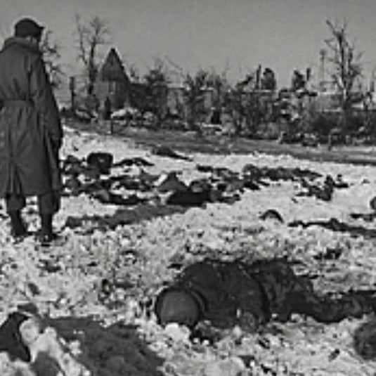 The Malmedy Massacre is the name given to a series of war crimes committed by SS troops as they advanced through The Ardennes at the beginning of the Battle of the Bulge in Dec, 1944.1/