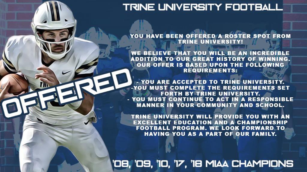 luke_malenich's tweet photo. After a great visit at Trine University I am extremely honored and blessed to have received my 6th offer. Big thanks to @CoachJKinsey and the entire coaching staff! #GoThunder ⚪️🔵 https://t.co/QgtpQlnaII