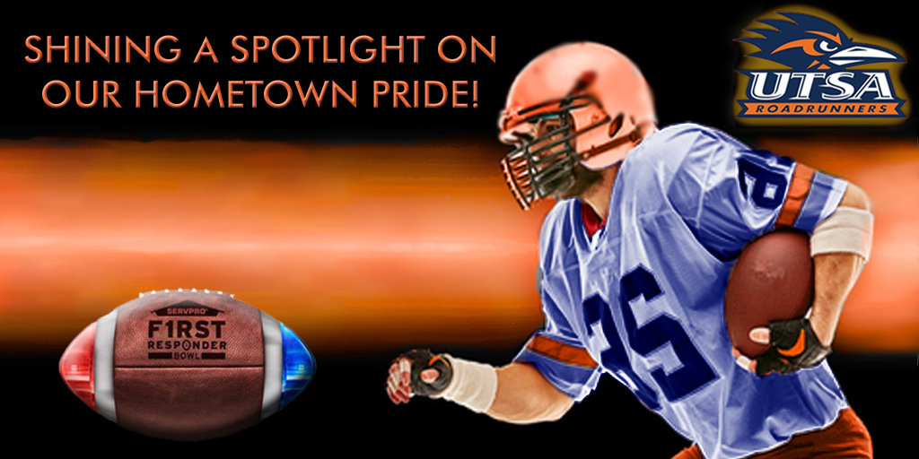 SERVPRONWSA's tweet photo. What can make a "Friday-Eve" better? How about counting down the days to the 11th annual #SERVPROFirstRespondersBowl (https://t.co/NuoNSJo9Tz) AND having our hometown #UTSARoadrunners being named as one of the game competitors! So we've got DOUBLE the reasons to be proud today! https://t.co/31jB7Q57ht