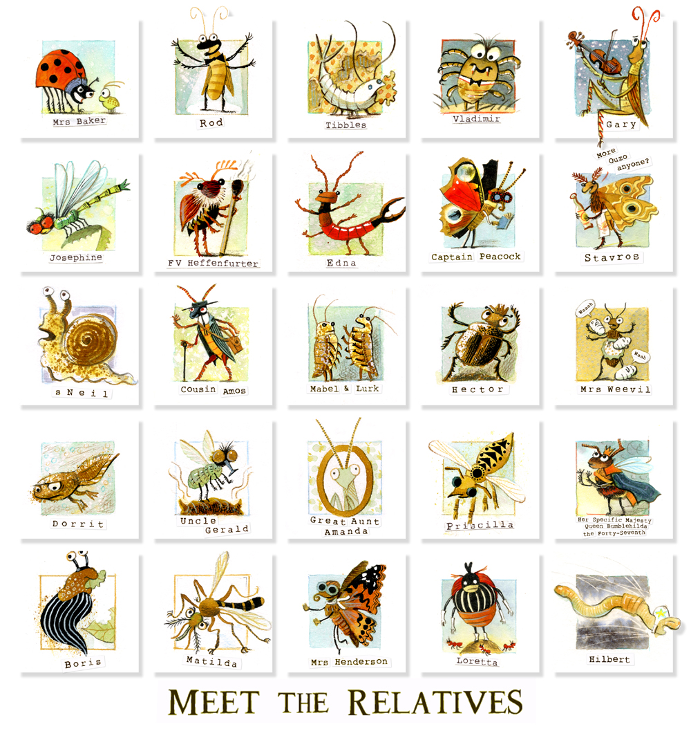 Meet-the-Relatives minibeast prints from Oxford-based  @Bonzetta1:  https://www.minigrey-blog.com/shop/meet-the-relatives-2/  #SupportArtists