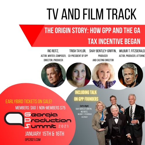 GA_Production's tweet image. GPS2021 Panel Spotlight: Announcing The Origin Story: How GPP and the Tax Incentive Began. Don't miss this incredible re-telling of the birth of GPP. Earlybird tickets on sale now GSP2021.com #gps2021  #jointheconvo  #gafilmequaljobs #guestspeaker #earlybirddiscount