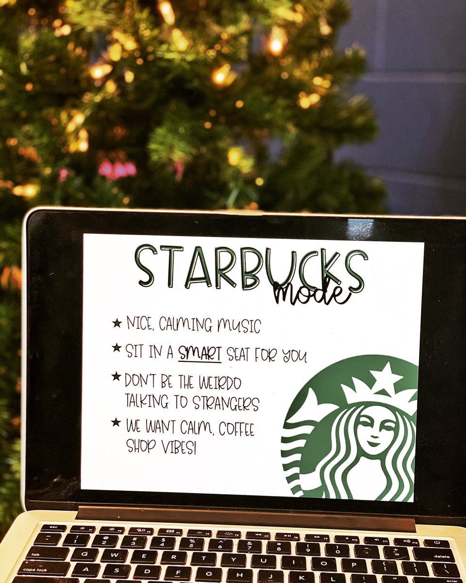 Ms_Ferguson14's tweet photo. STARBUCKS MODE 

My grade 6’s always talk about Starbucks and their favourite beverages so I thought I’d bring Starbucks to them. We are finishing up our Fictional Narratives and the students worked so hard during their independent work time. I cannot wait to keep using this ☕️✨ https://t.co/KNcLfI89Vo