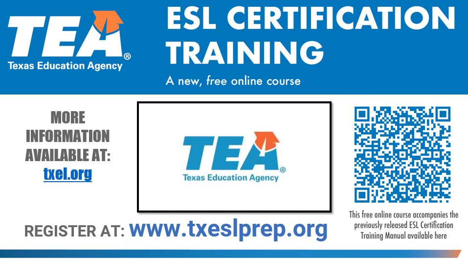 Are you preparing to take the TExES ESL #154 Certification exam? TEA has launched a free online course to help you prepare for the test. Enroll Now!
txeslprep.org #TXESLPrep <a href="/teainfo/">Texas Education Agency</a> @R10ELsupport