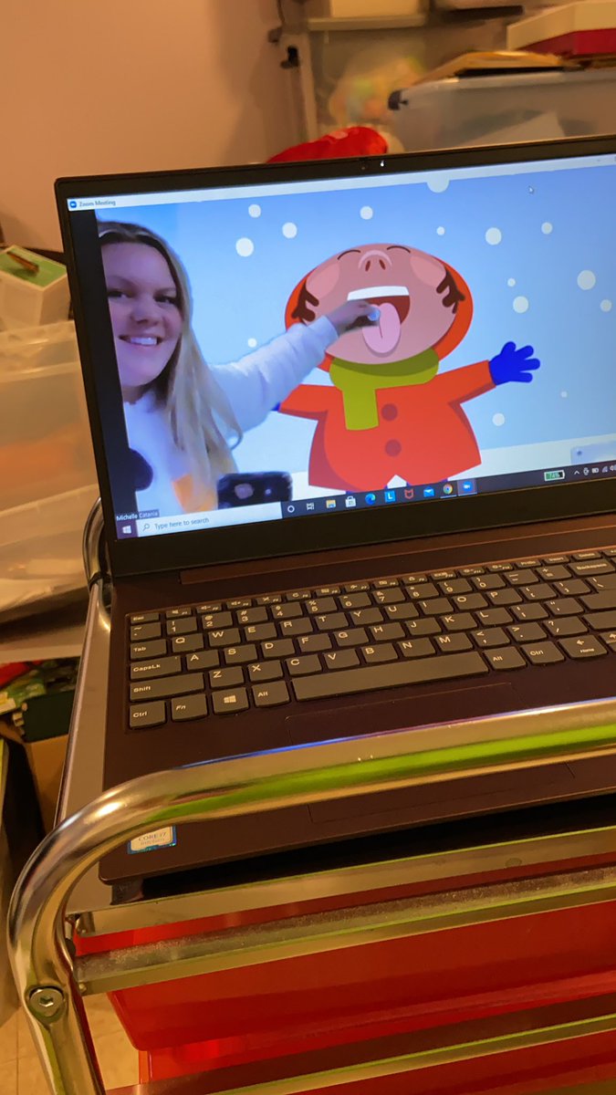 MissCatania28's tweet photo. Remote learning means I can use my green screen again to be creative! The snowflakes will disappear on the cartoon’s tongue (thanks to my pocket) as we practice counting 1-10! ❄️ @Tiegerman85 https://t.co/WfcDBKVlxR
