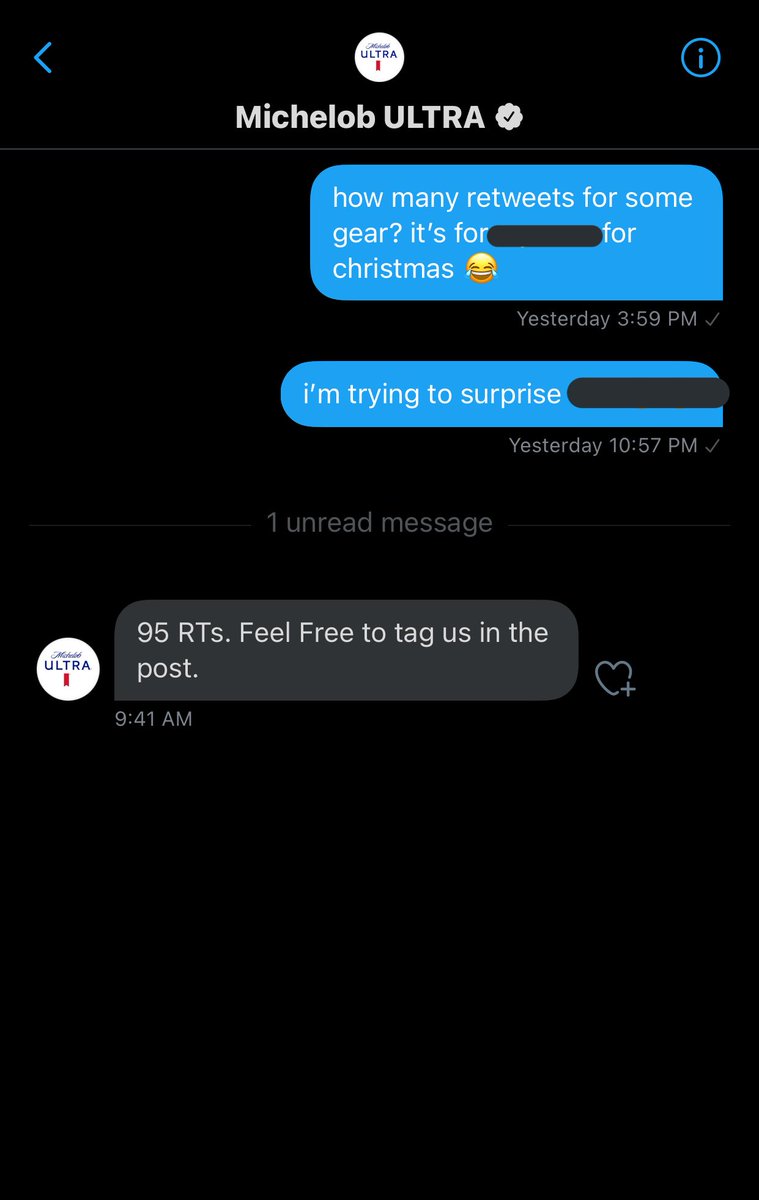 twitter do your thing. i’m tryna surprise someone for christmas!! <a href="/MichelobULTRA/">Michelob ULTRA</a>