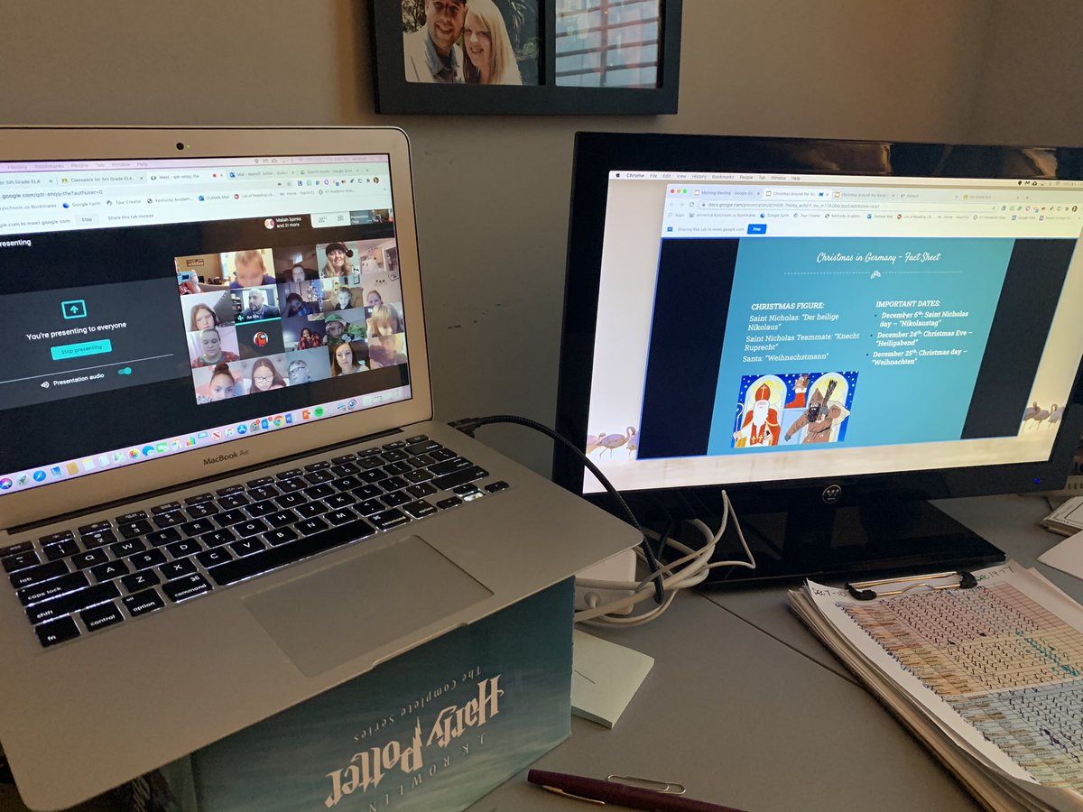 apmanoff's tweet photo. My husband joined our #GoogleMeet this Morning to share about Christmas in Germany. It’s turning into a tradition, this is year 3, although it looked a little different this year! #holidays #christmasingermany #remotelearning @EminenceSchools https://t.co/0fC1BRRWJn